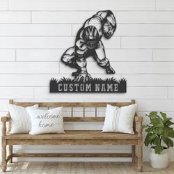 man american football custom metal wall art led light boy player name sign 4