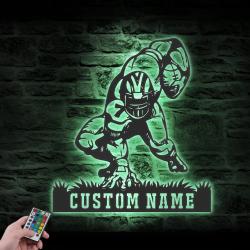 man american football custom metal wall art led light boy player name sign 5