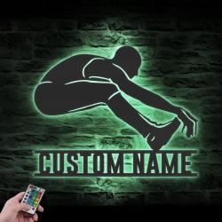 man long jump custom metal wall art led light male jumper name sign 2