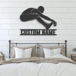 man long jump custom metal wall art led light male jumper name sign 3