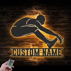 man long jump custom metal wall art led light male jumper name sign 5