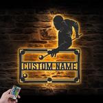 man playing billiards custom metal wall art with led light 1
