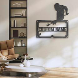 man playing billiards custom metal wall art with led light 2