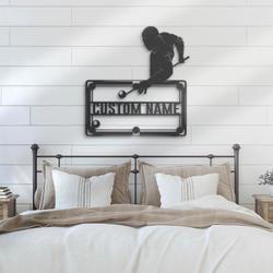 man playing billiards custom metal wall art with led light 4