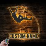 man pole vault custom metal wall art led light male pole vaulting name sign 1