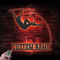 man pole vault custom metal wall art led light male pole vaulting name sign 2