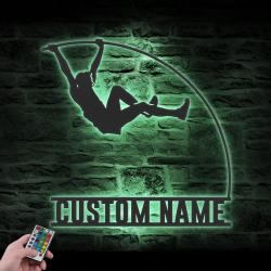 man pole vault custom metal wall art led light male pole vaulting name sign 3
