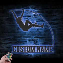 man pole vault custom metal wall art led light male pole vaulting name sign 4