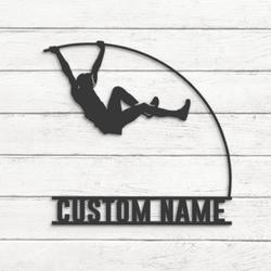 man pole vault custom metal wall art led light male pole vaulting name sign 5