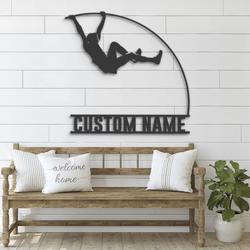man pole vault custom metal wall art led light male pole vaulting name sign 6