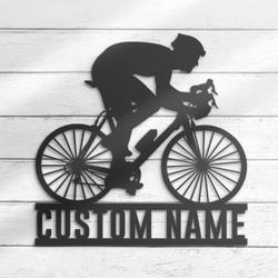 man road bike racing custom metal wall art led light 3