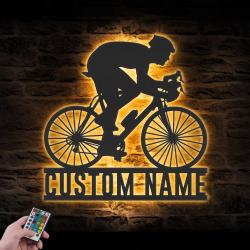 man road bike racing custom metal wall art led light 5