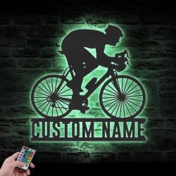 man road bike racing custom metal wall art led light 6