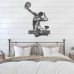 man volleyball custom metal wall art led light player name sign 5