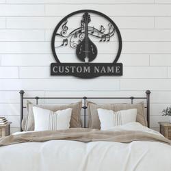 mandolin musical instrument custom metal wall art led light 2