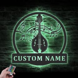 mandolin musical instrument custom metal wall art led light 5