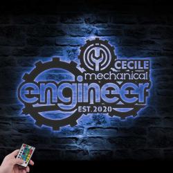 mechanical engineer custom metal wall art led light 2