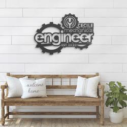 mechanical engineer custom metal wall art led light 3