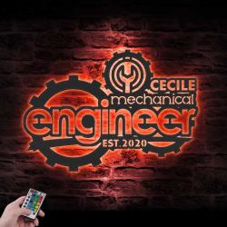 mechanical engineer custom metal wall art led light 6