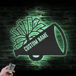 megaphone with pom pom cheerleading custom metal wall art led light 1