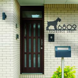 miniature schnauzer house number custom metal address sign dog home number 3