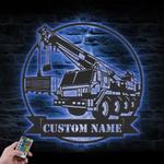 mobile crane truck driver custom metal wall art led light 1