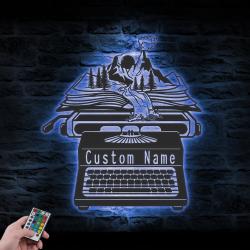 Mountain Forest River Book Writer Custom Metal Wall Art LED Light