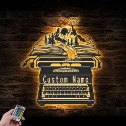 mountain forest river book writer custom metal wall art led light 5