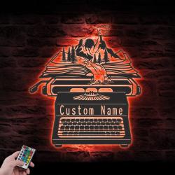 mountain forest river book writer custom metal wall art led light 6