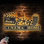 movie and popcorn custom metal wall art led light 1