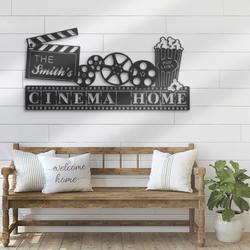 movie and popcorn custom metal wall art led light 4