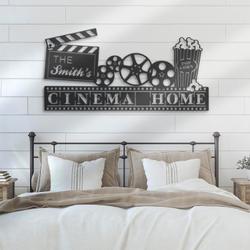 movie and popcorn custom metal wall art led light 6
