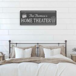 movie and popcorn custom metal wall art led light home theater name sign 3