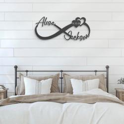name and date custom metal wall art led light heart and infinity name sign 6