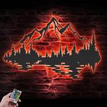 nature mountain forest custom metal wall art led light hill tree large adventure sign 1