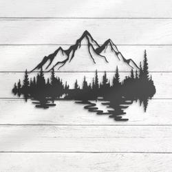 nature mountain forest custom metal wall art led light hill tree large adventure sign 3