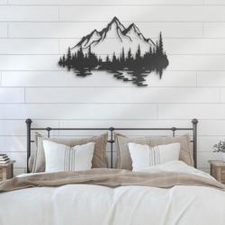 nature mountain forest custom metal wall art led light hill tree large adventure sign 4