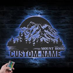 nature mountain hood sunsine custom metal wall art led light 2