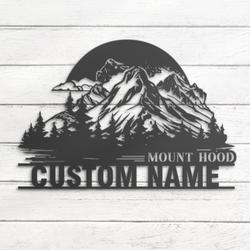 nature mountain hood sunsine custom metal wall art led light 3