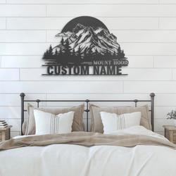 nature mountain hood sunsine custom metal wall art led light 4