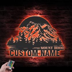 nature mountain hood sunsine custom metal wall art led light 6