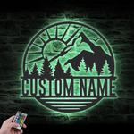 nature mountain sun lake and forest custom metal wall art led light 1