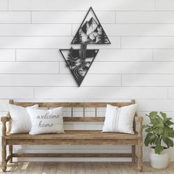 nature waterfall mountain forest custom metal wall art led light 4