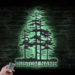 nature wispy pine tree custom metal wall art led light 1