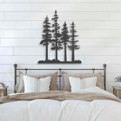 nature wispy pine tree custom metal wall art led light cedar tree name sign 3