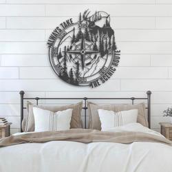 nautical wild compass custom metal wall art led light coordinates sign 6