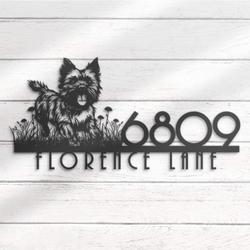 norwich terrier house number custom metal address sign dog home number 3
