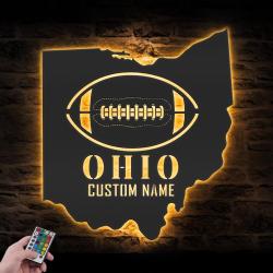 ohio state american football custom metal wall art led light 2