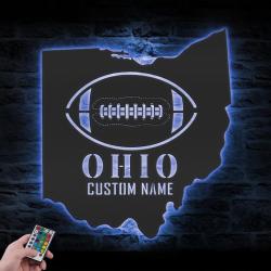 ohio state american football custom metal wall art led light 6