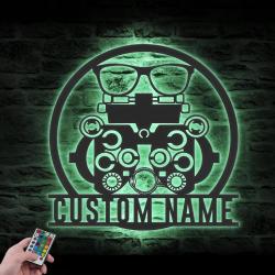 optometry optician custom metal wall art led light eyes clinic name sign 2